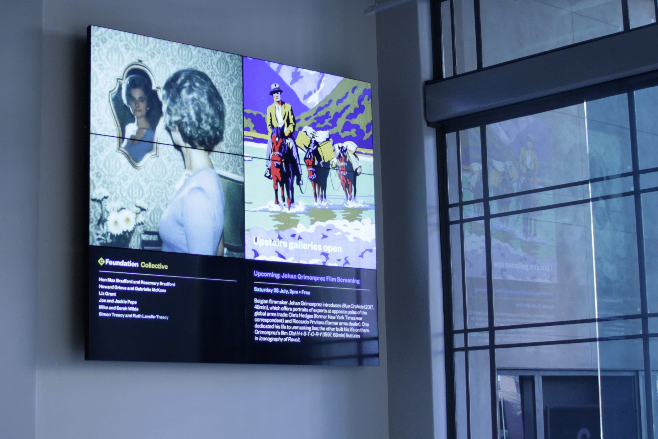 Screen display at City gallery